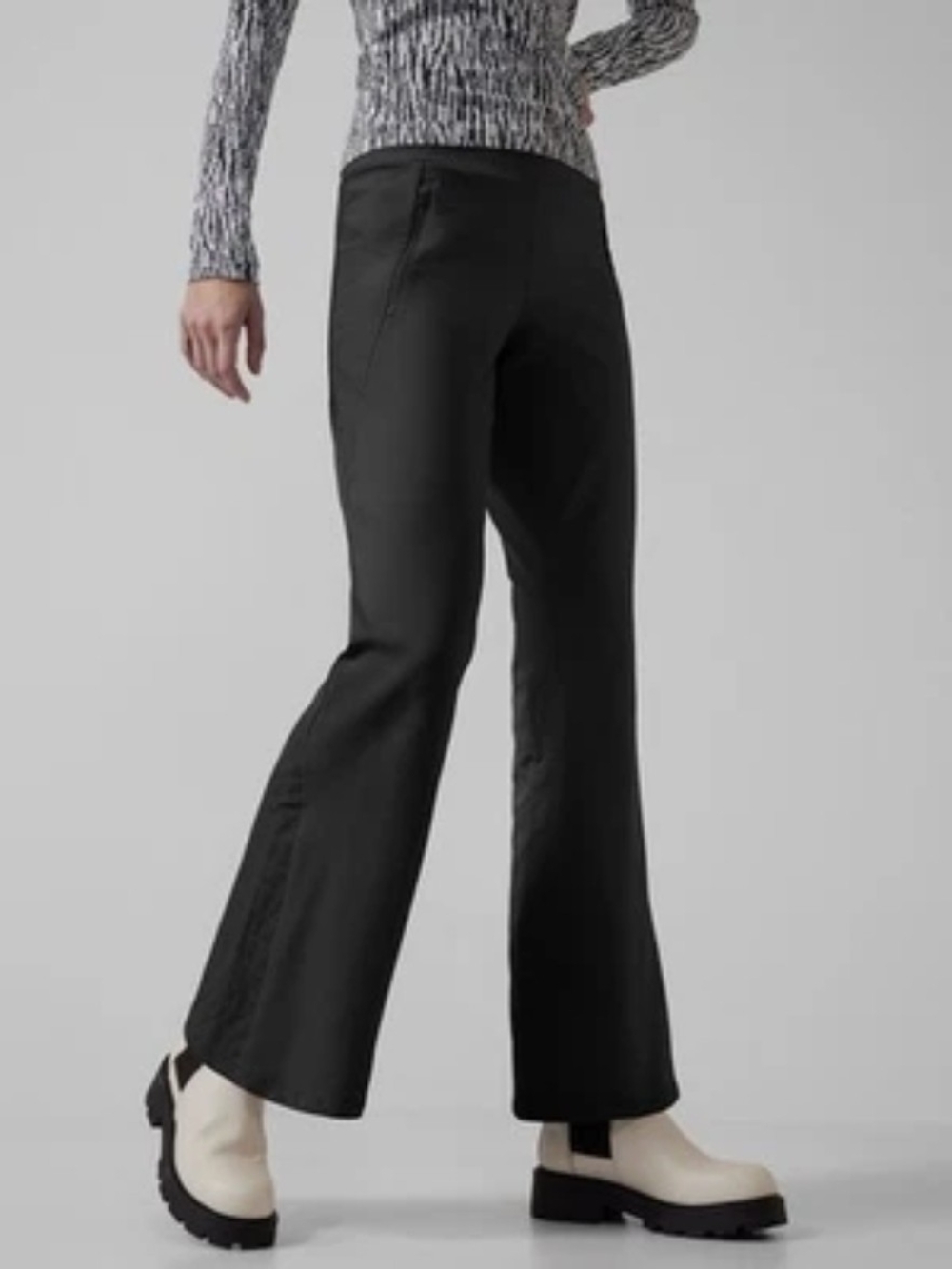 Athleta Peak Hybrid Black Fleece Flared Pants